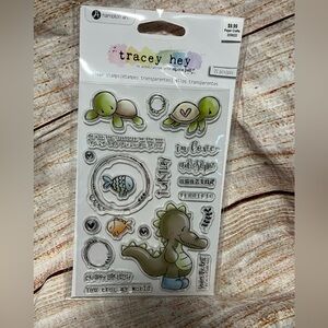 Tracey Hey clear rubber stamp set-Turtley amazing-turtles crocodile-NEW